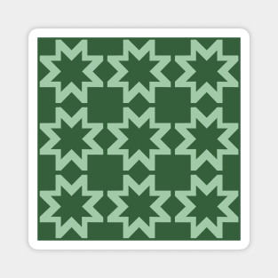 Hunter Green Morning Star Patchwork Pattern Magnet