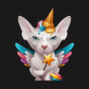 White Sphynx Cat Ice Cream Unicorn T-Shirt