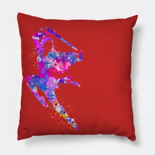 Watercolor Warrior Princess Design Pillow