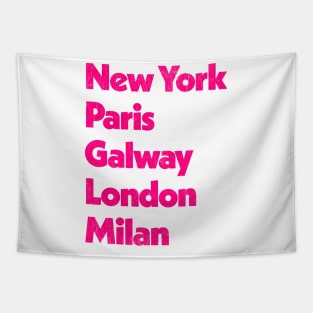 New York - Paris - Galway - London - Milan Tapestry