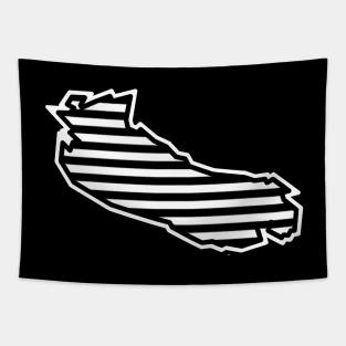 Gabriola Island SIlhouette in Black and White Stripes - Line Pattern - Gabriola Island Tapestry