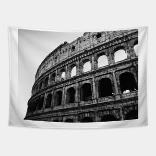 Black and White Colosseum, Rome, Italy, Photography Tapestry