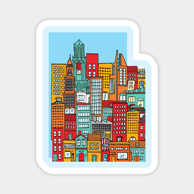 City Skyline - Retro Art Magnet by Moshi Moshi Designs