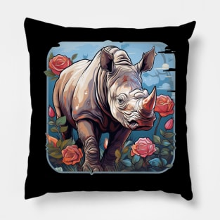 Rhino Floral Pillow