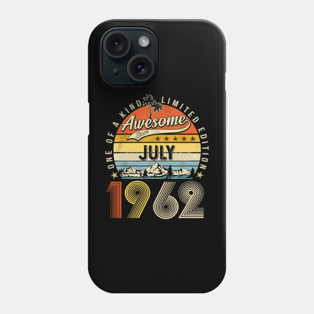 Awesome Since July 1962 Vintage 61st Birthday Phone Case by Centorinoruben.Butterfly