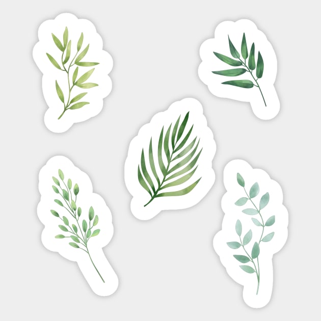 Simple Green Plant Drawing - Plant Drawing - Sticker