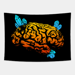 Crystals Brain - Orange and Blue Tapestry