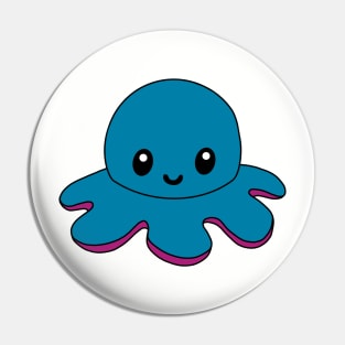 Dark Blue Happy Octopus Pin