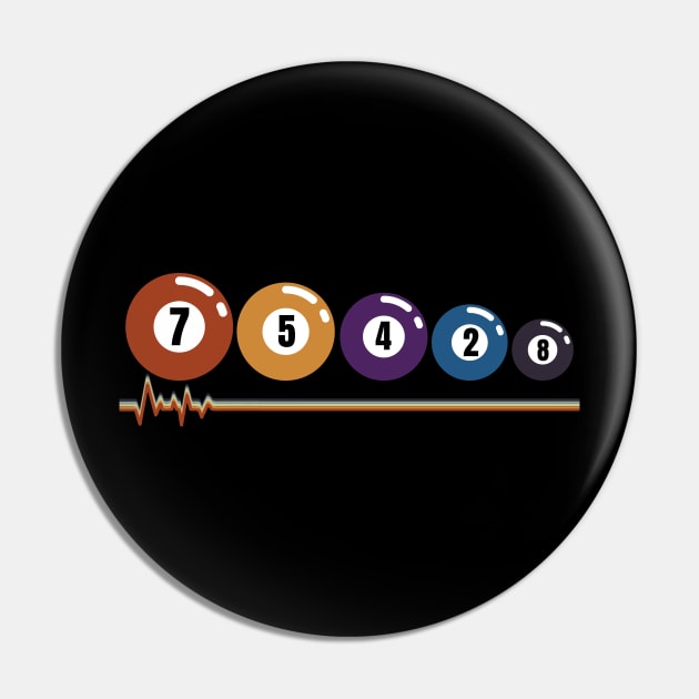 Retro Pool Balls Shooting Pool Billiards Pin by TeeShirt_Expressive