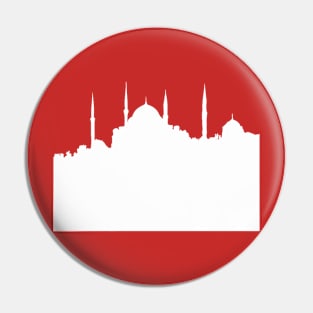 Istanbul Cityscape White Silhouette Pin