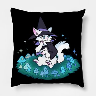 Witchy Kitty Shrooms Pillow