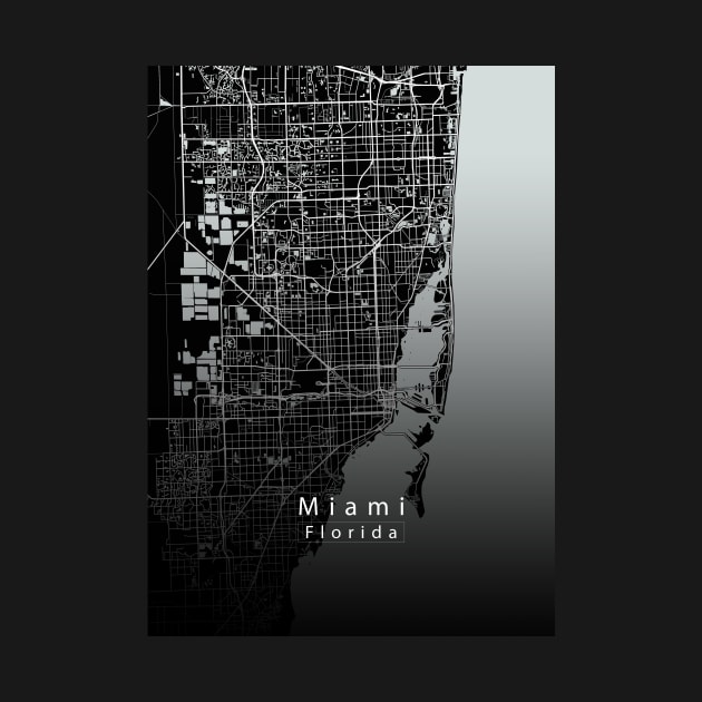 Miami Florida City Map dark by Robin-Niemczyk