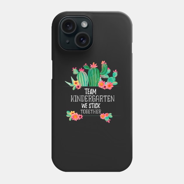 Team Kindergarten We Stick Together - Cute Cactus Watercolor Background Phone Case by WassilArt