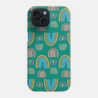 Chalky rainbows on a school-style chalkboard green background Phone Case