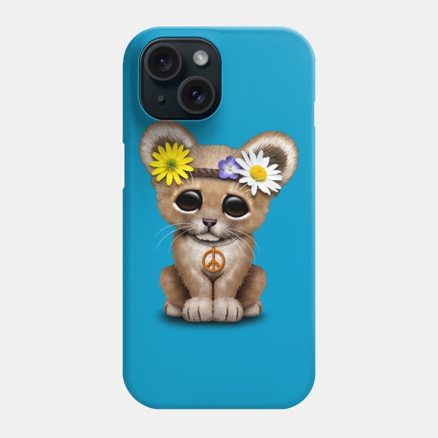 Cute Hippie Lion Cub Phone Case by jeffbartels