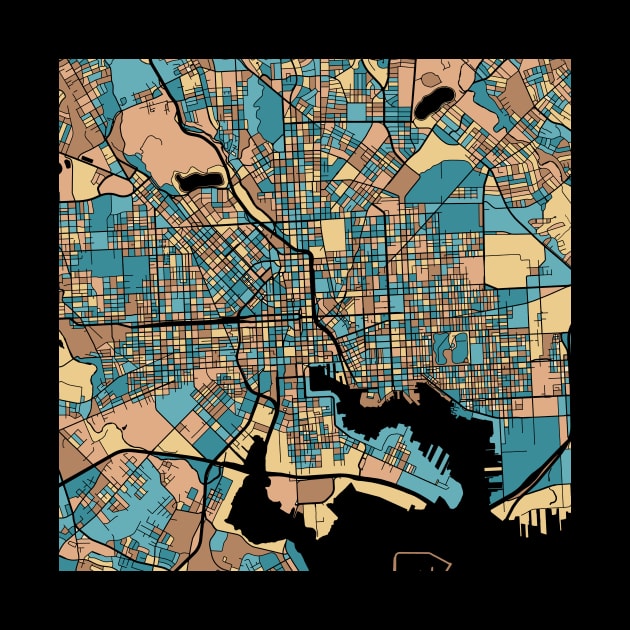 Baltimore Map Pattern in Mid Century Pastel by PatternMaps