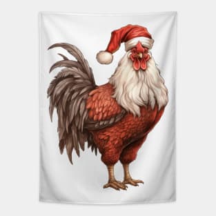 Vintage Christmas Rooster Tapestry