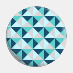 Blue Teal Grey Triangle Geometric Pattern Pin