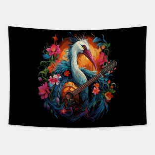 Whooping Crane Playing Guitar Tapestry