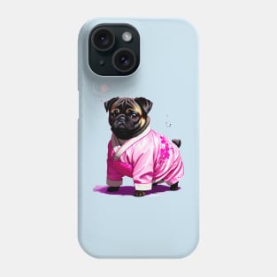 Tranquil Pug in Pink Hanbok Enjoying the Serenity of Moonlight Phone Case