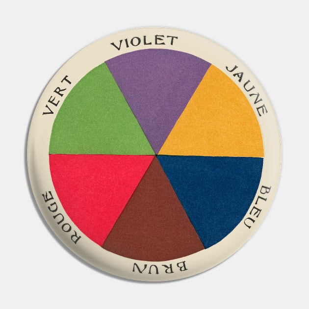 Vintage French Color Wheel Illustration Art Pin by CultOfRomance