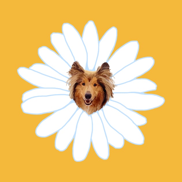 Collie Flower Daisy Dog by Art by Deborah Camp