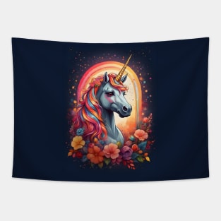 Unicorn in a Floral Garden Tapestry