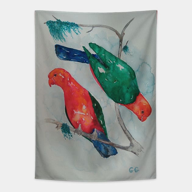 King Parrots - bird art by Garry Greenwood - Parrot design Tapestry by GarryGreenwood