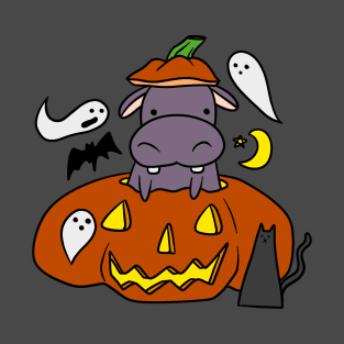 Halloween Pumpkin Hippo T-Shirt