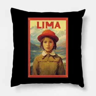 Lima, Peru, Travel Poster Pillow