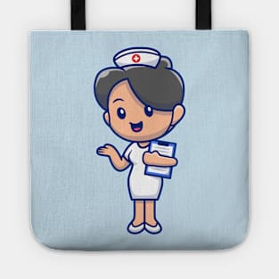 Cute nurse clip board cartoon Tote