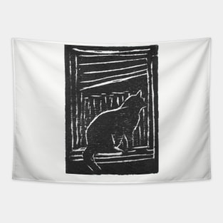 Window Cat (Black) Tapestry