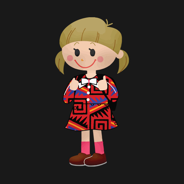 School Girl in Cute Colorful Dress by CoolFactorMerch