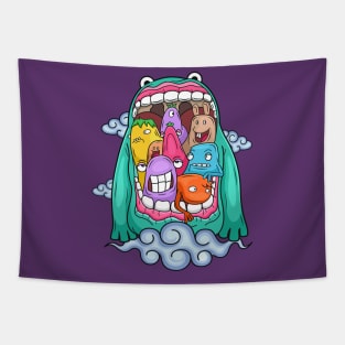 Monster big mouth doodle Tapestry