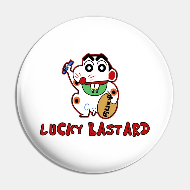 Shin Chan Lucky Bastard Pin by spudly