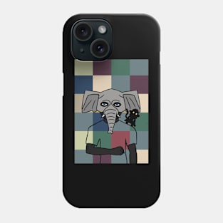 Pixelated World Digital Collectible - Character with MaleMask, AnimalEye Color, and BlueSkin on TeePublic Phone Case