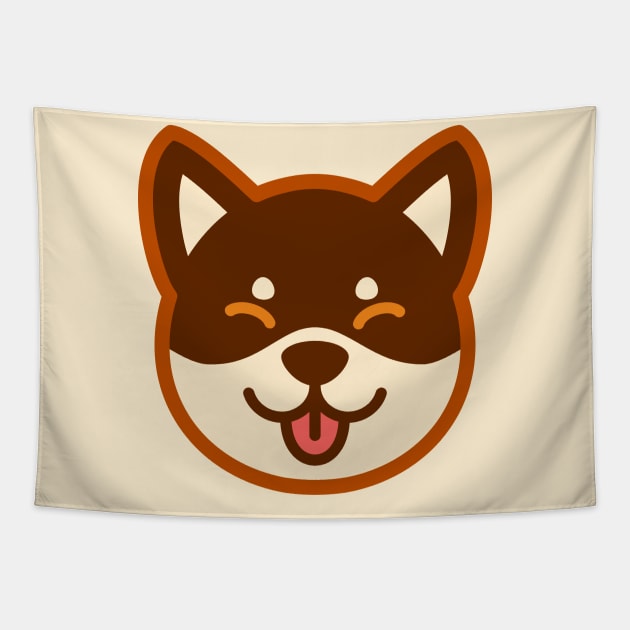 Brown Shiba: Eyes closed tongue Tapestry by Red Wolf