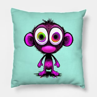 Cute Manic Chibi Monkey Comic Horror Art I Pillow