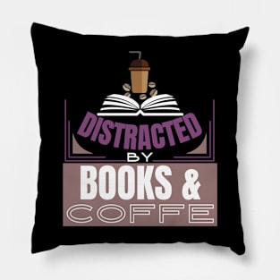 Easily distracted by books and coffee Pillow