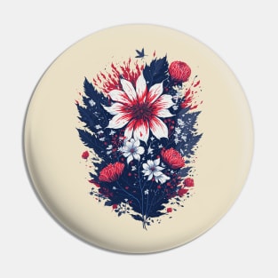 4th of July - Floral America Pin