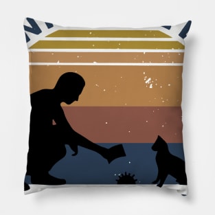 Retro Sunset Mainternance Dept Cat Puke Division Pillow