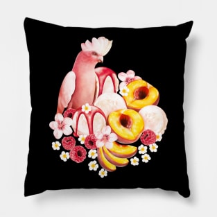 Pretty Peach Melba and a Pink Galah Parrot Pillow