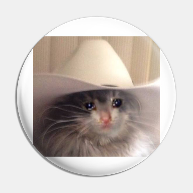 Sad Cat Cowboy Hat Meme Funny Internet Viral Joke Pun Gift Sad
