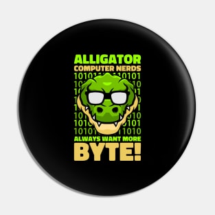 Funny Alligator Lover and Computer Nerd Kids Crocodile Pin