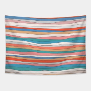 Retro Colorful Wavy Stripes Tapestry