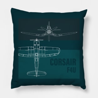 F4U Corsair: Iconic Warbird in blueprint Pillow