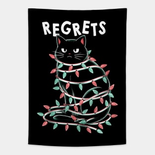 Black Cat Tangled Up on Christmas Lights by Tobe Fonseca Tapestry