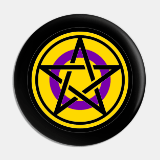 Large Print Pentacle LGBT Flag Intersex Pin