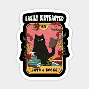 Easily distracted by cats and books Magnet