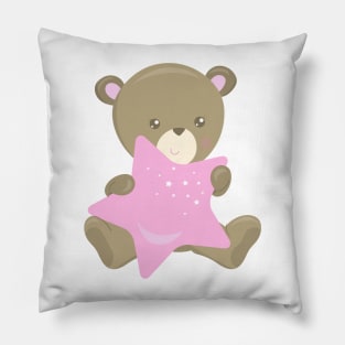 Cute Bear, Little Bear, Baby Bear, Bear With Star Pillow